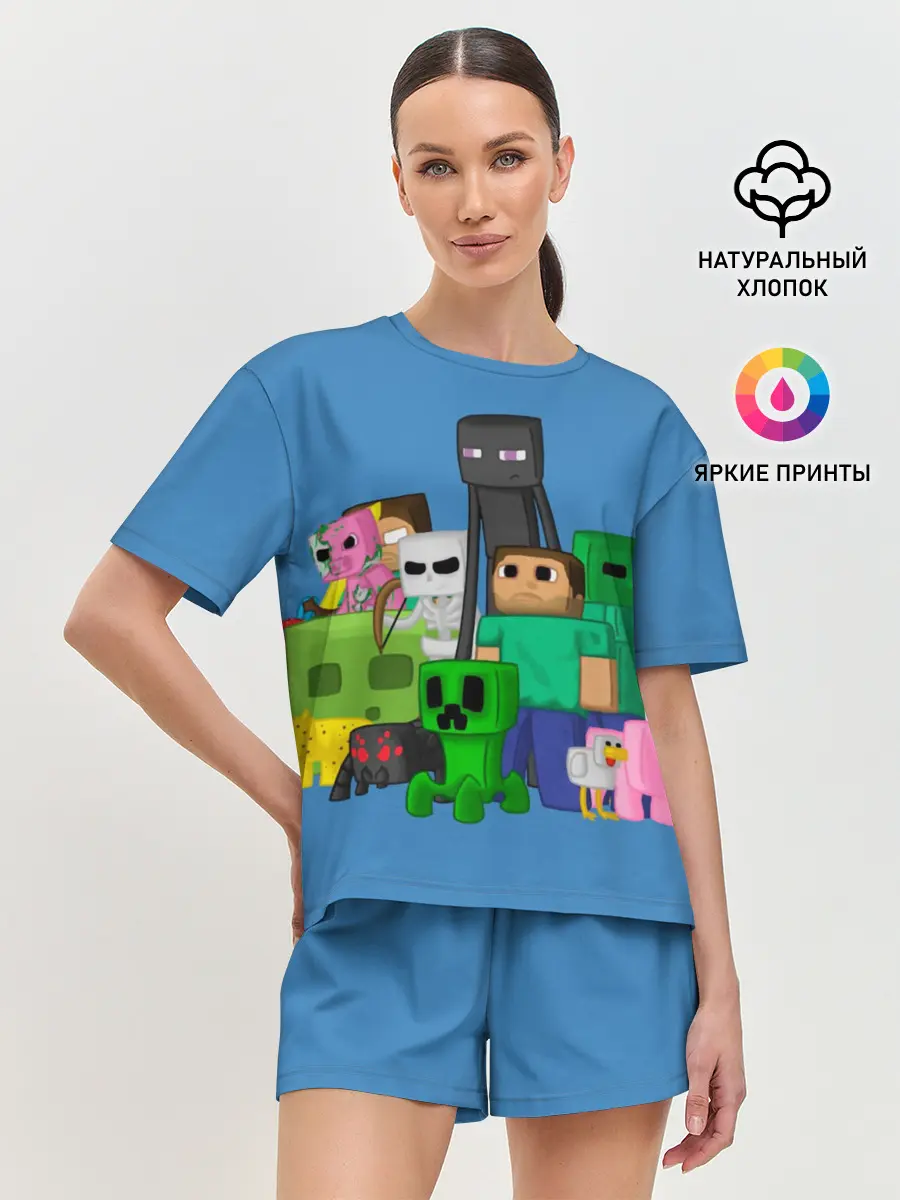 Женская пижама с шортами / Майнкрафт