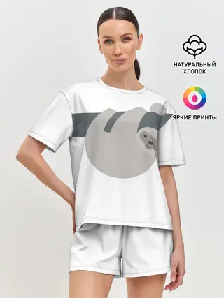 Женская пижама с шортами / Веселый ленивец