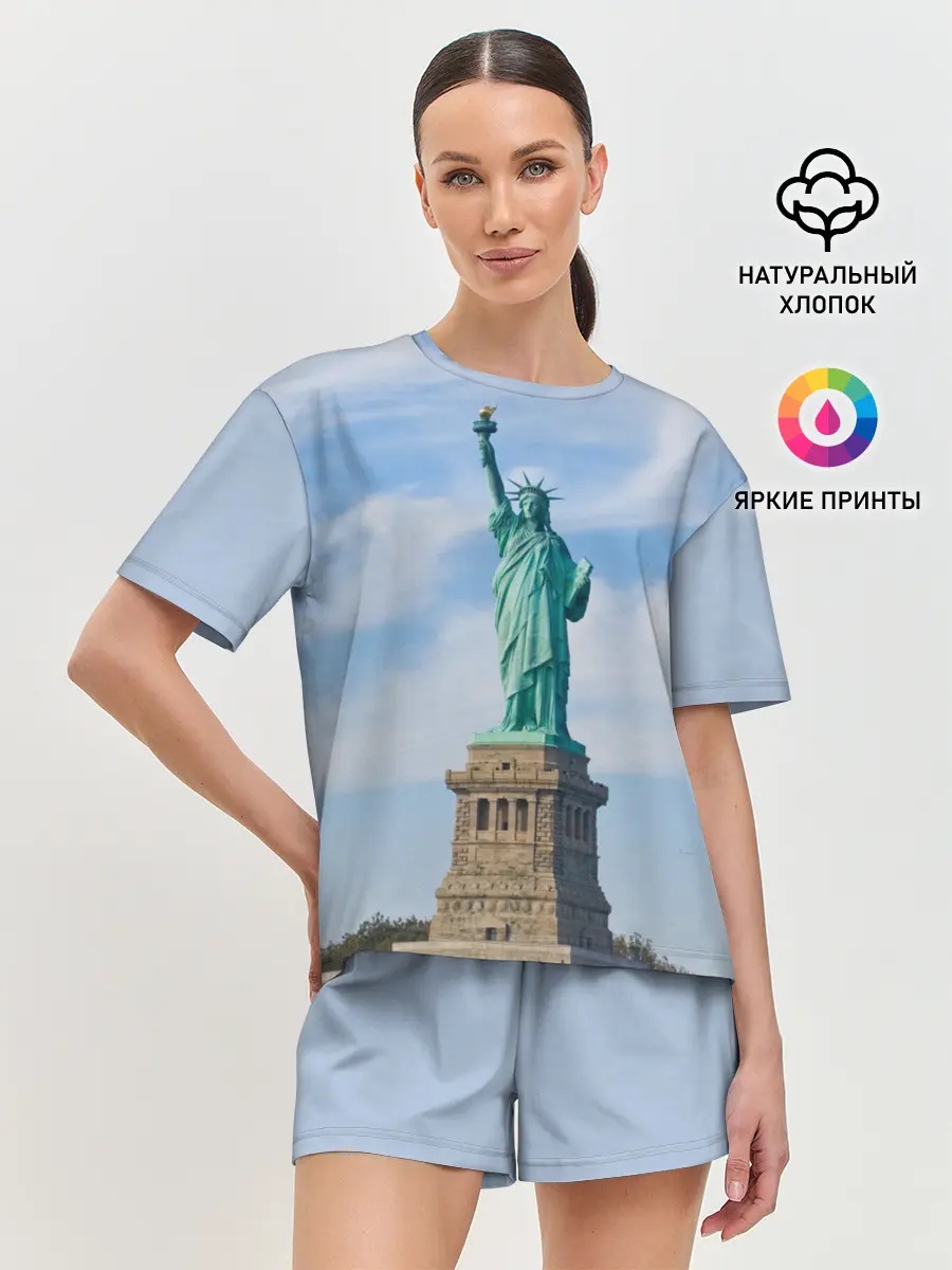 Женская пижама с шортами / Статуя свободы