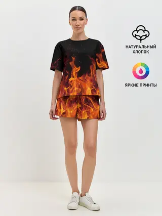 Женская пижама с шортами / Огонь с искрами
