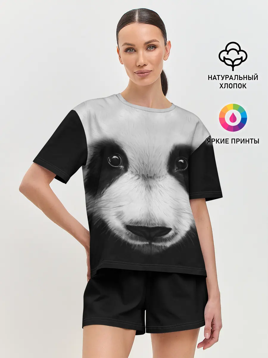 Женская пижама с шортами / Морда панды