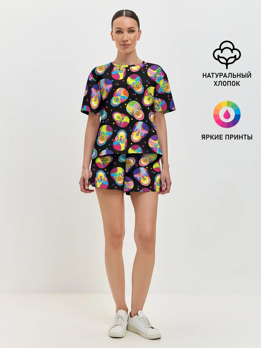 Женская пижама с шортами / Мексиканские черепа