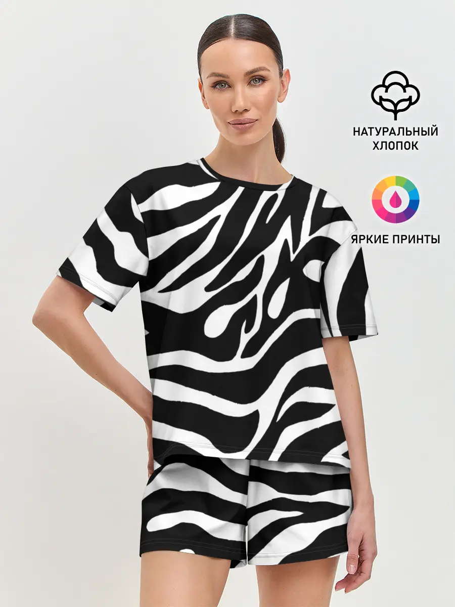 Женская пижама с шортами / Зебра