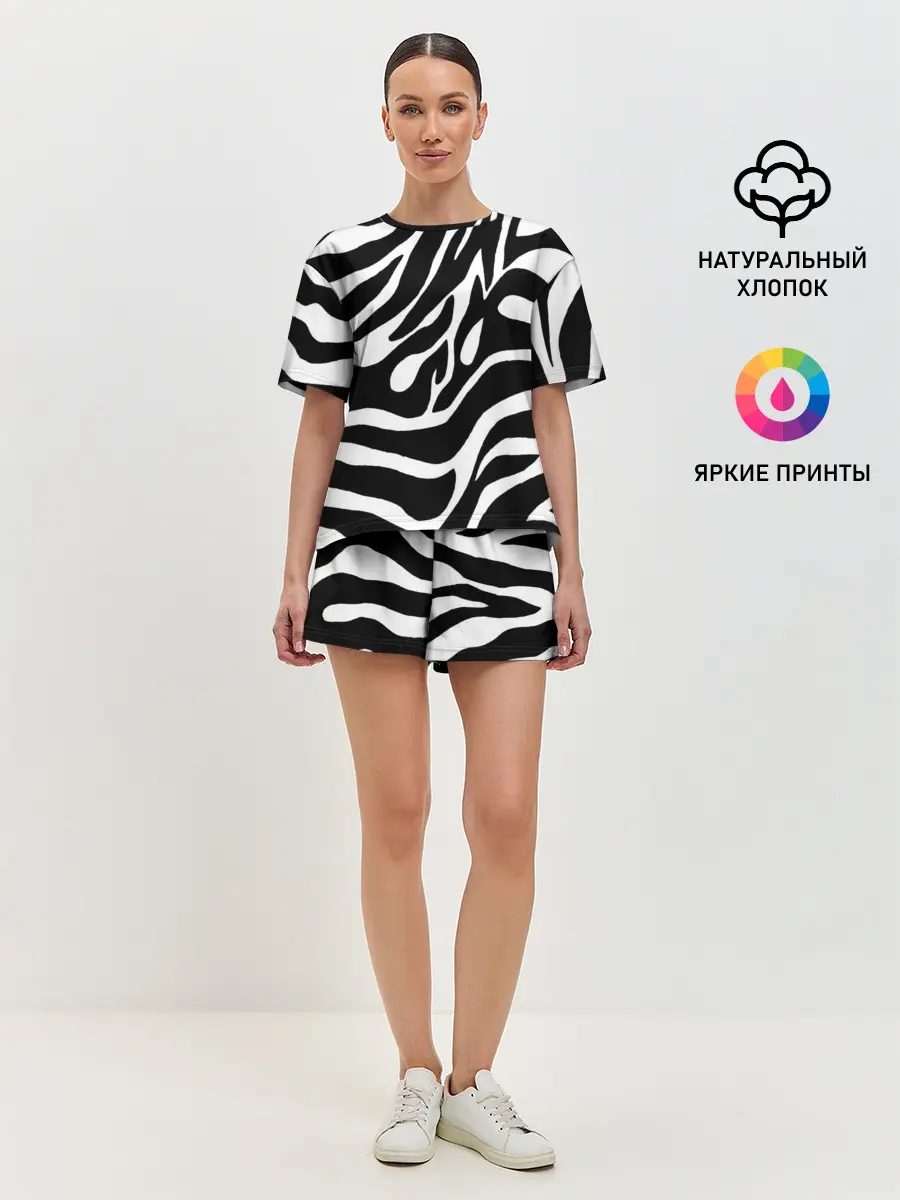 Женская пижама с шортами / Зебра
