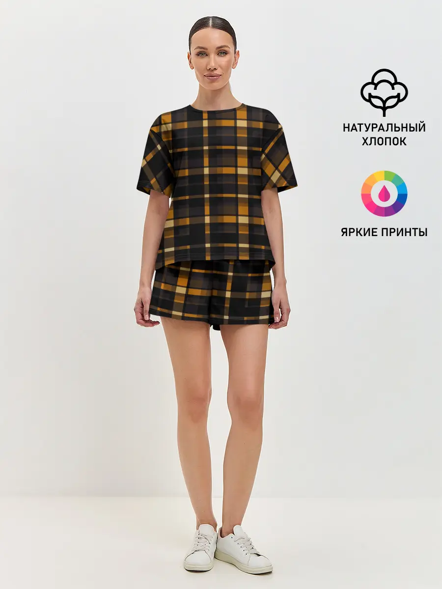 Женская пижама с шортами / В клетку