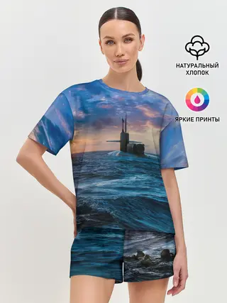 Женская пижама с шортами / Подводная лодка