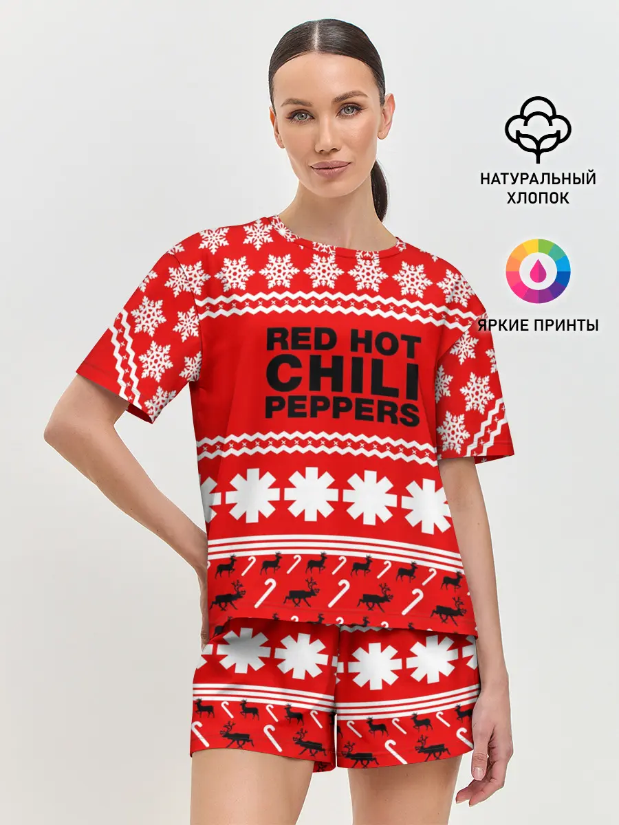 Женская пижама с шортами / Праздничный RHCP