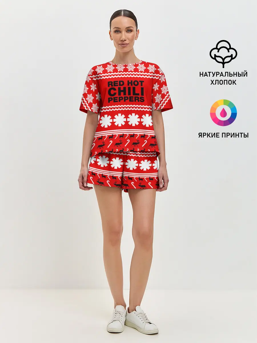 Женская пижама с шортами / Праздничный RHCP