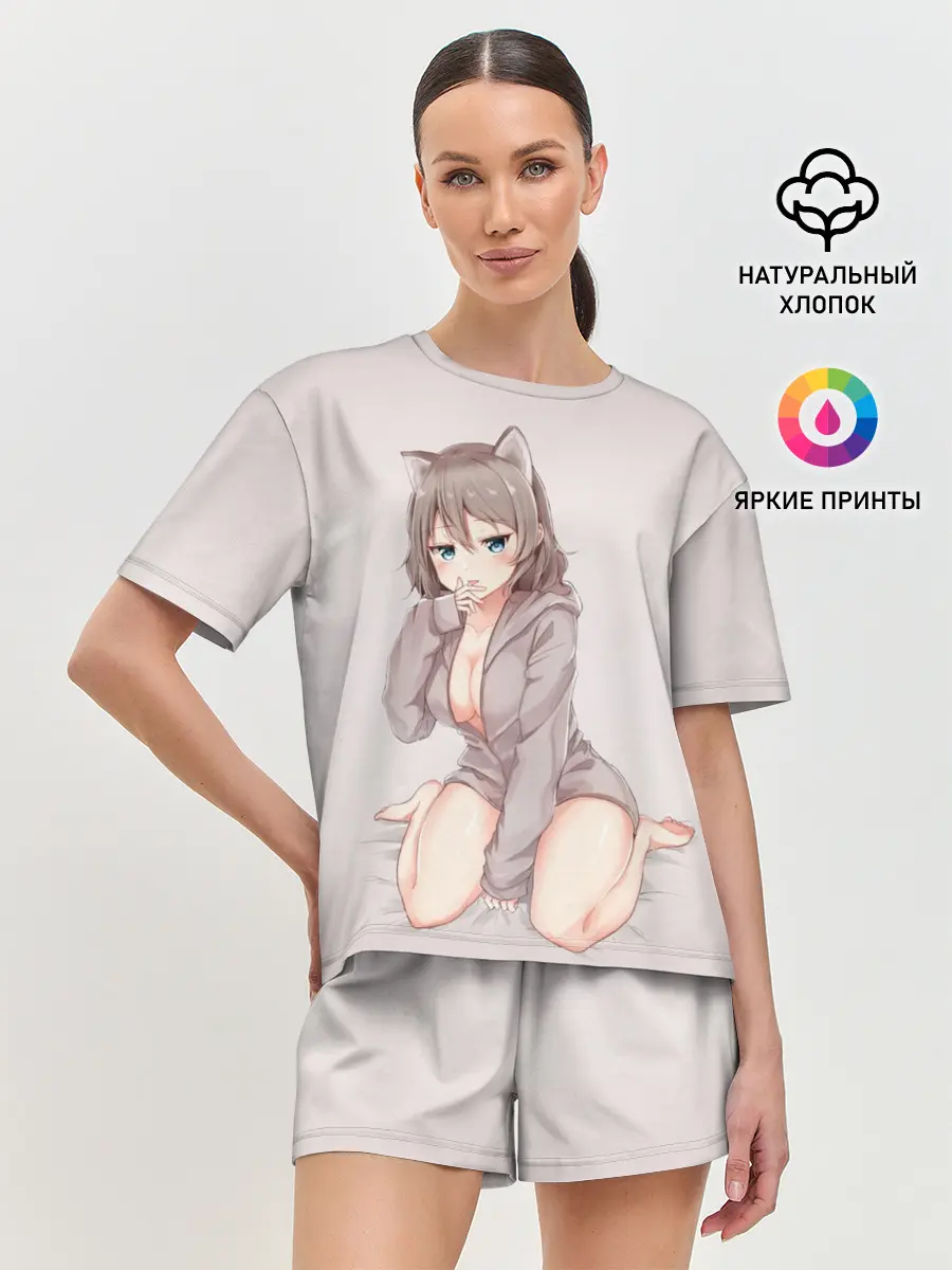 Женская пижама с шортами / Аниме котёнок
