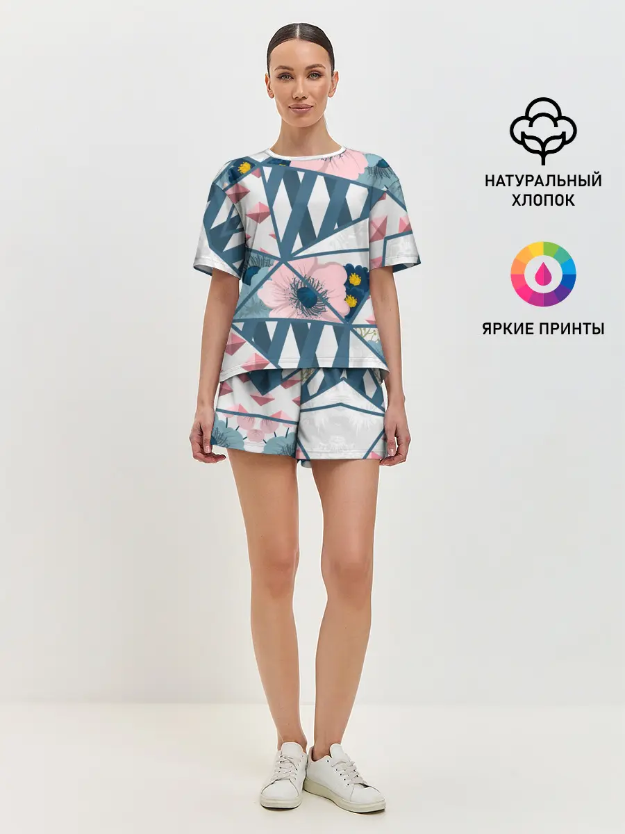 Женская пижама с шортами / Геометрия цветов