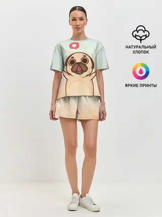 Женская пижама с шортами / Puglie Pug Like