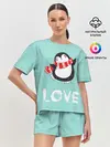 Женская пижама с шортами / Пингвин LOVE