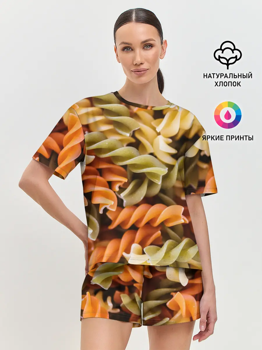 Женская пижама с шортами / Макароны Спиральки
