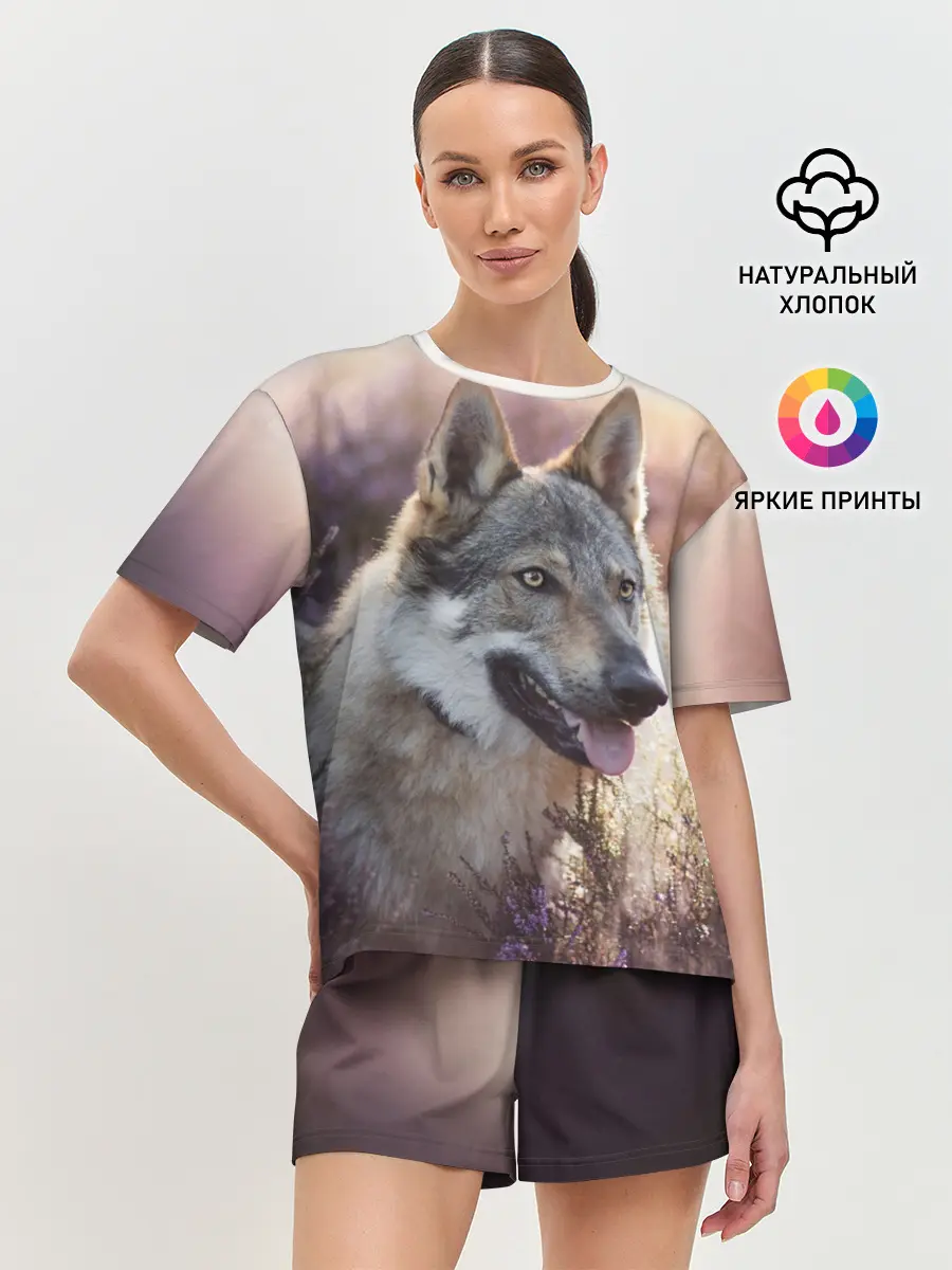 Женская пижама с шортами / Волк