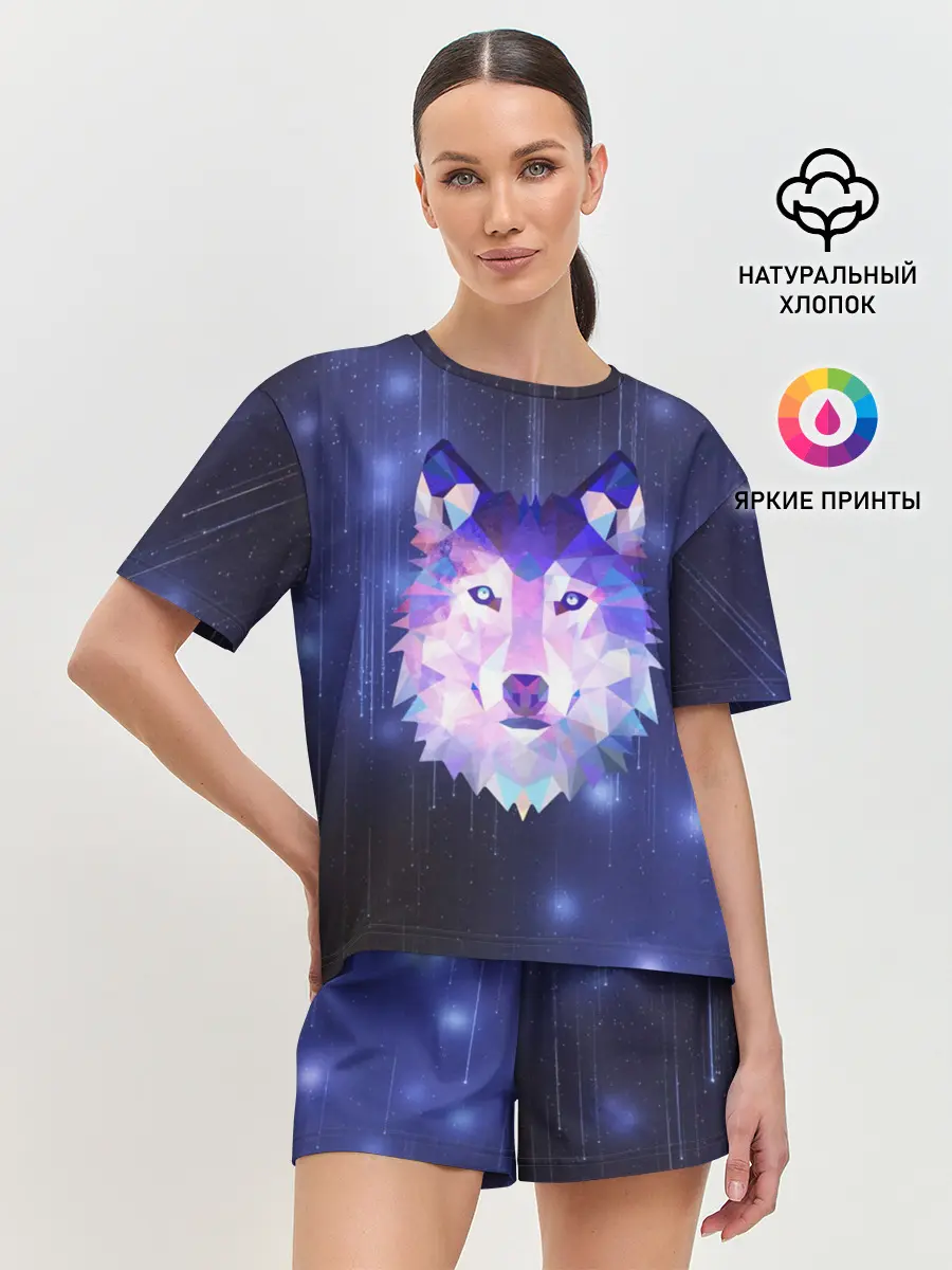 Женская пижама с шортами / Космический Волк