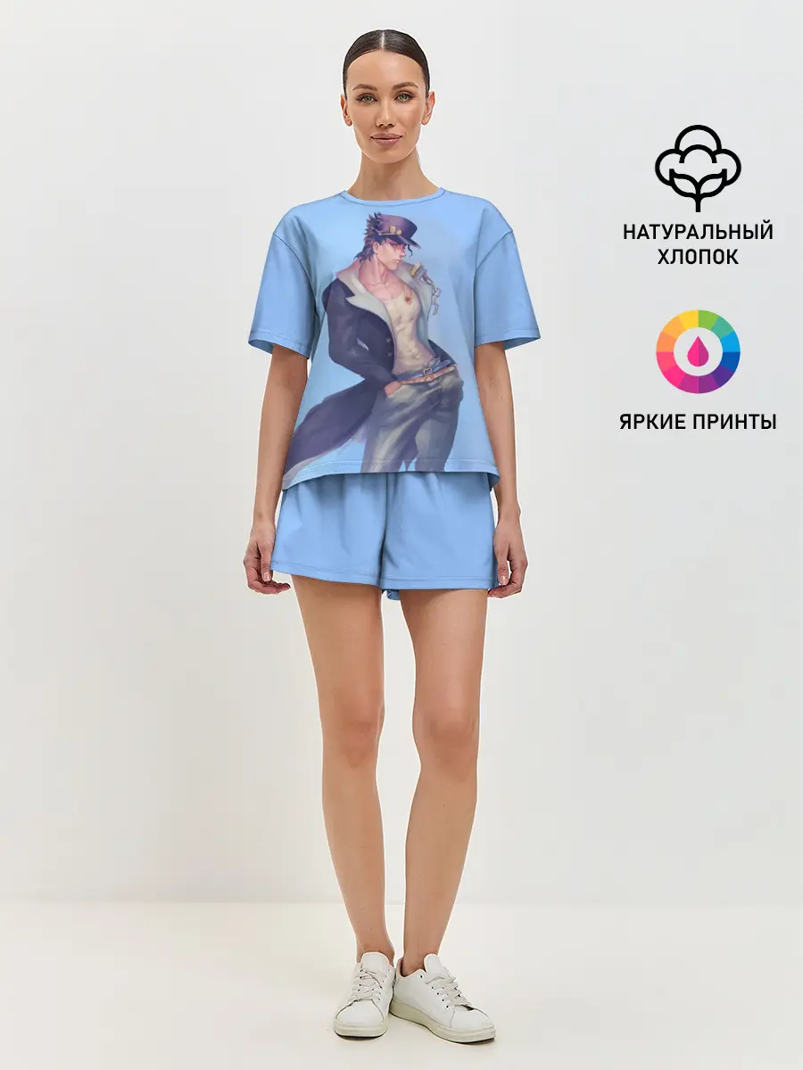 Женская пижама с шортами / Joutarou Kuujou на синем