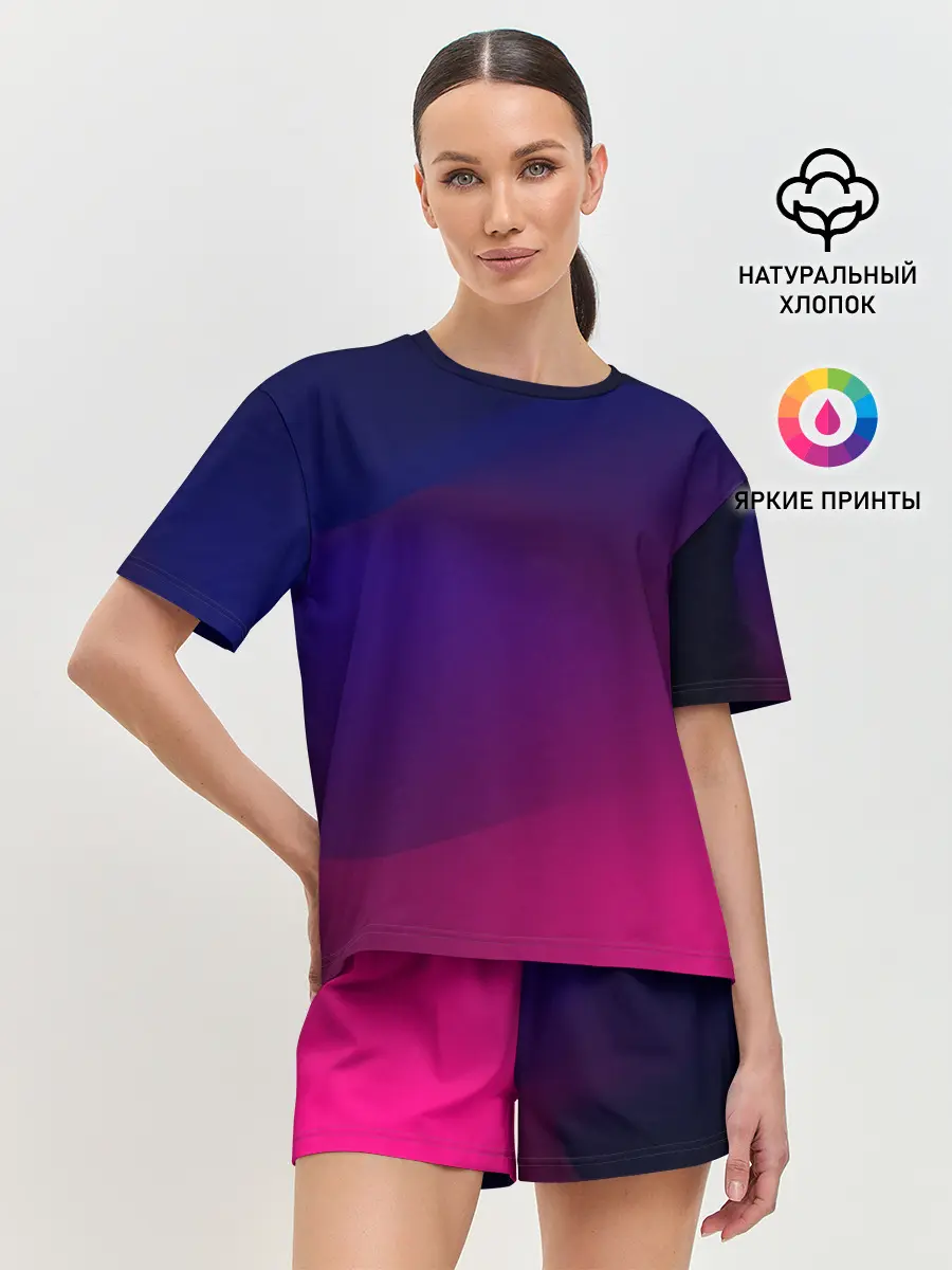 Женская пижама с шортами / Abstract simple colors