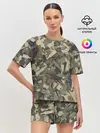Женская пижама с шортами / Лесной камуфляж с бутылками