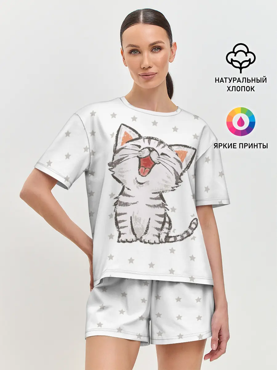 Женская пижама с шортами / Милейший Котик
