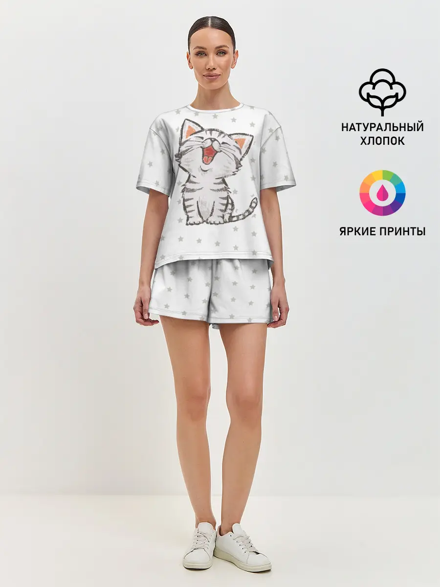 Женская пижама с шортами / Милейший Котик