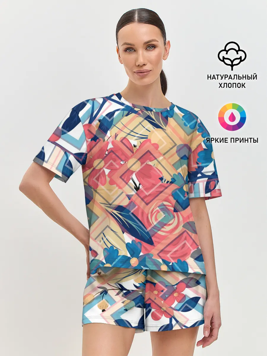 Женская пижама с шортами / Абстракция