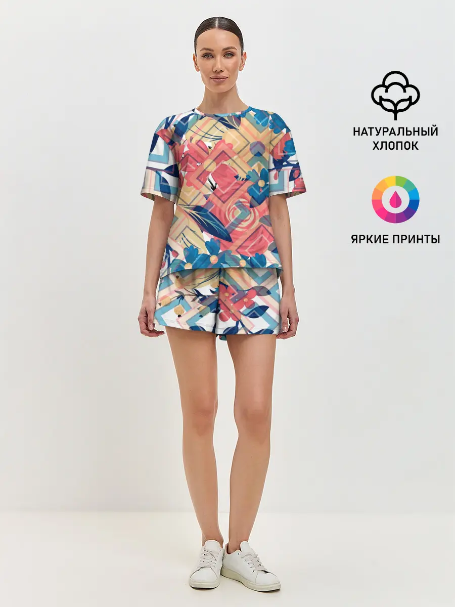 Женская пижама с шортами / Абстракция