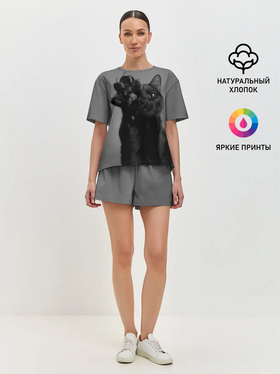Женская пижама с шортами / Котик