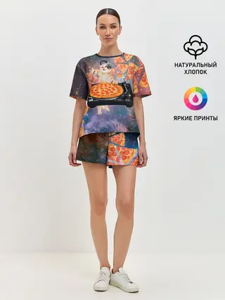 Женская пижама с шортами / Кот Диджей
