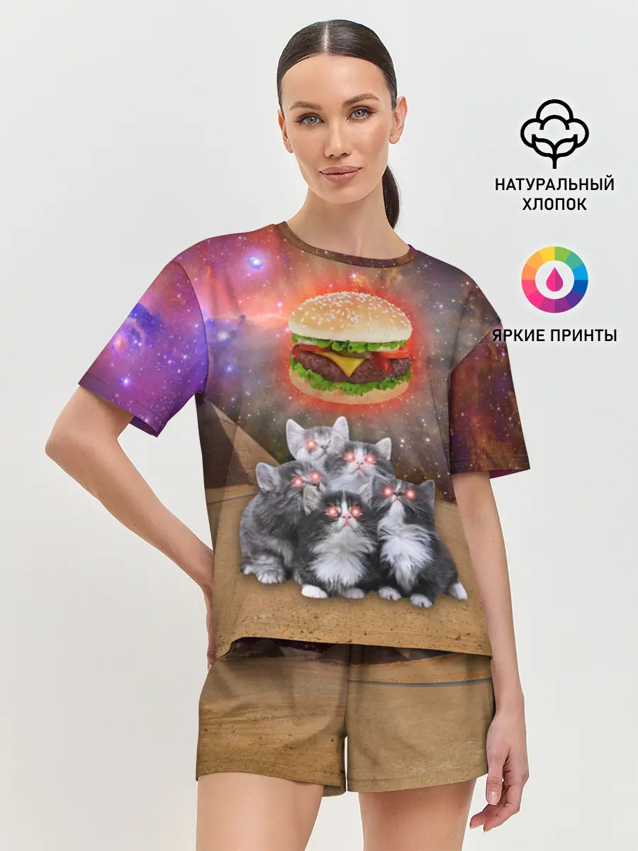 Женская пижама с шортами / Египетские Коты