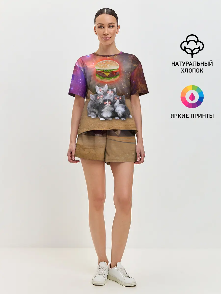 Женская пижама с шортами / Египетские Коты