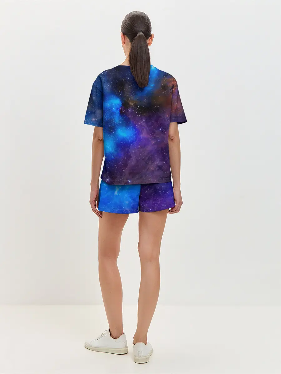 Женская пижама с шортами / Мопс Космонавт