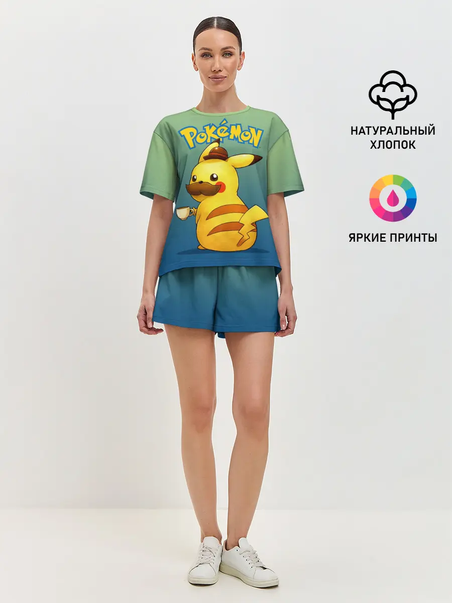 Женская пижама с шортами / Детектив Пикачу покемон