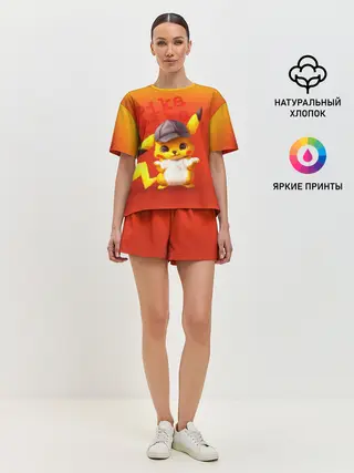Женская пижама с шортами / Пика - пика оранжевый