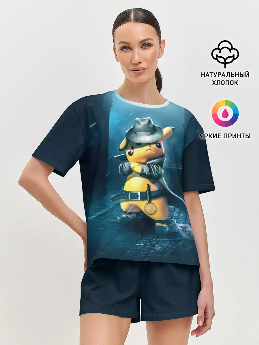 Женская пижама с шортами / Пикачу Холмс