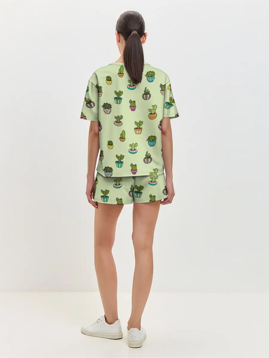 Женская пижама с шортами / Веселый кактус