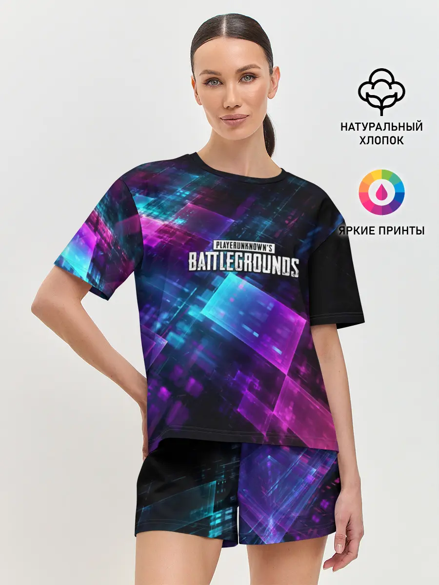 Женская пижама с шортами / Pubg neon style 2019