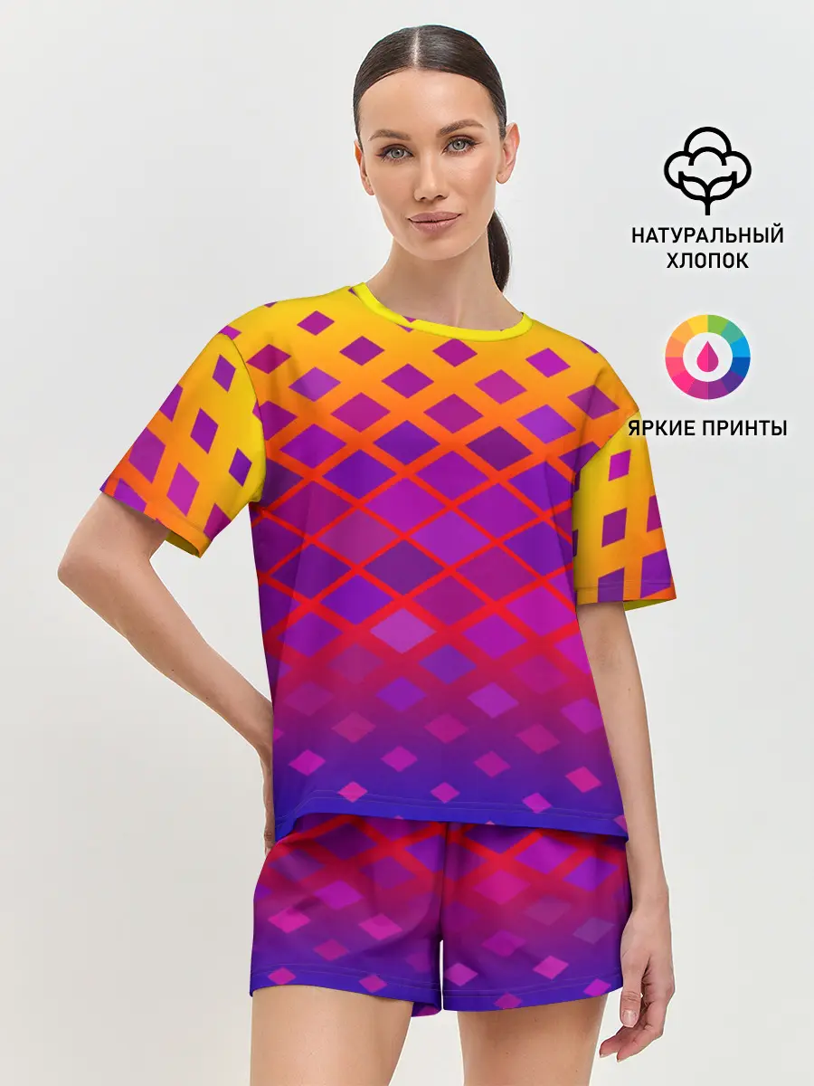 Женская пижама с шортами / Красочная Геометрия