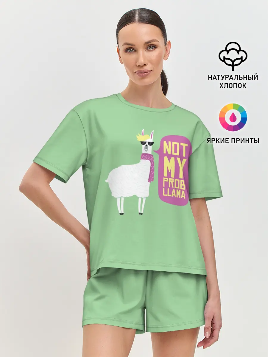 Женская пижама с шортами / Лама