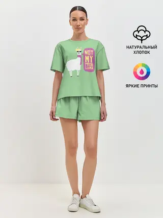 Женская пижама с шортами / Лама