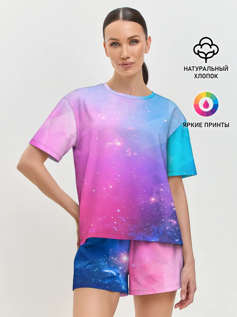 Женская пижама с шортами / Абстракция Блеск Градиент