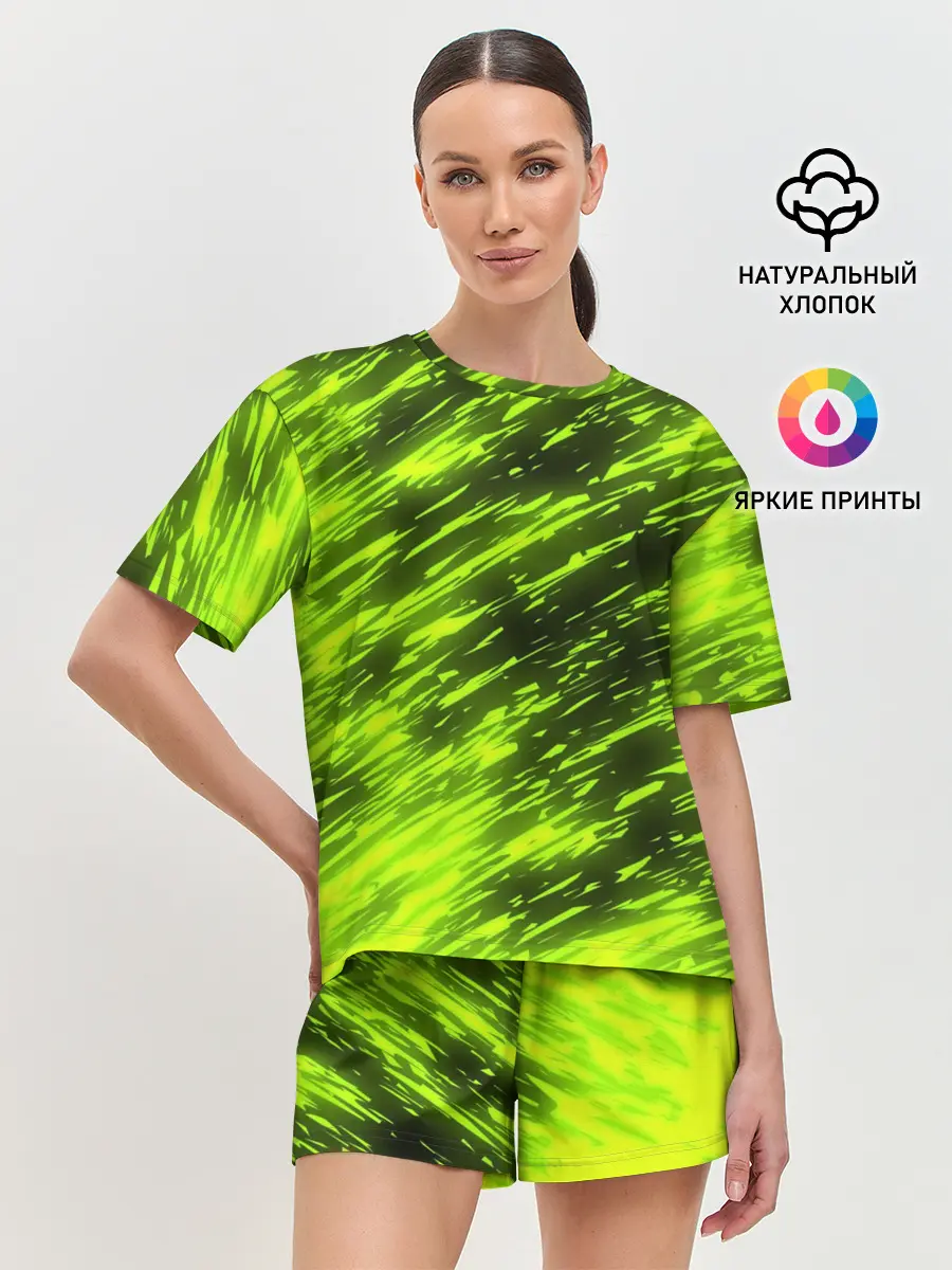 Женская пижама с шортами / ЗЕЛЕНЫЙ ОГОНЬ