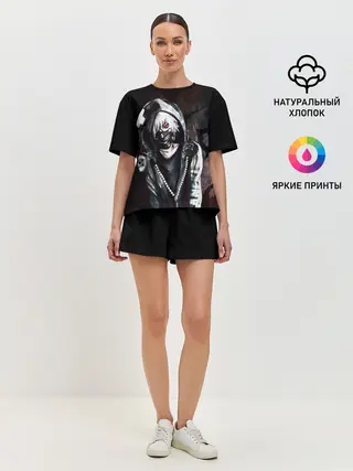 Женская пижама с шортами / Ken Kaneki в капюшоне