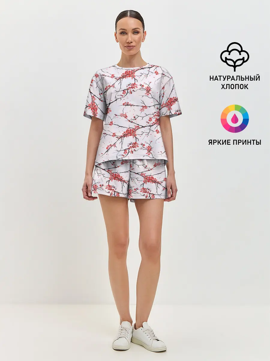 Женская пижама с шортами / Сакура