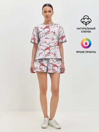 Женская пижама с шортами / Сакура