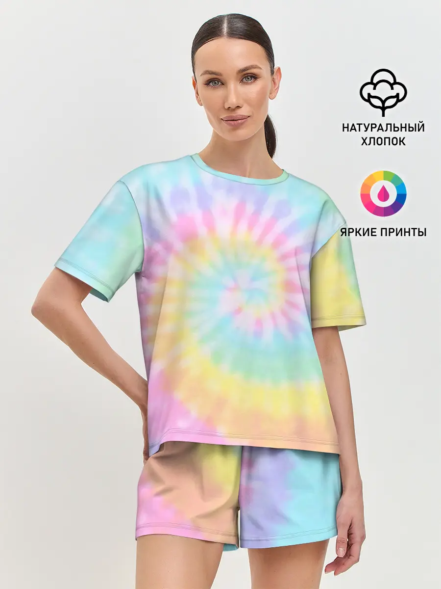 Женская пижама с шортами / Pastel Tie Dye