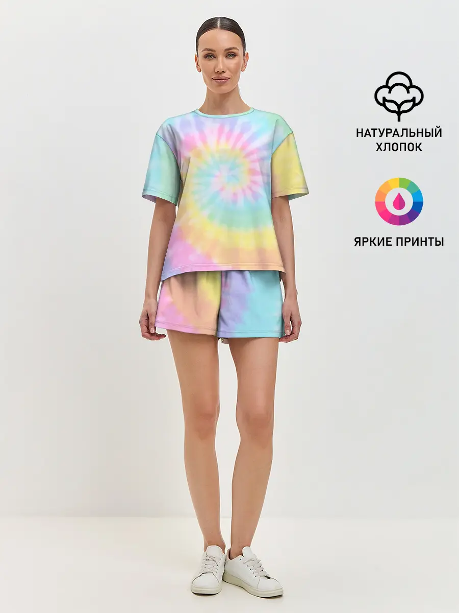 Женская пижама с шортами / Pastel Tie Dye