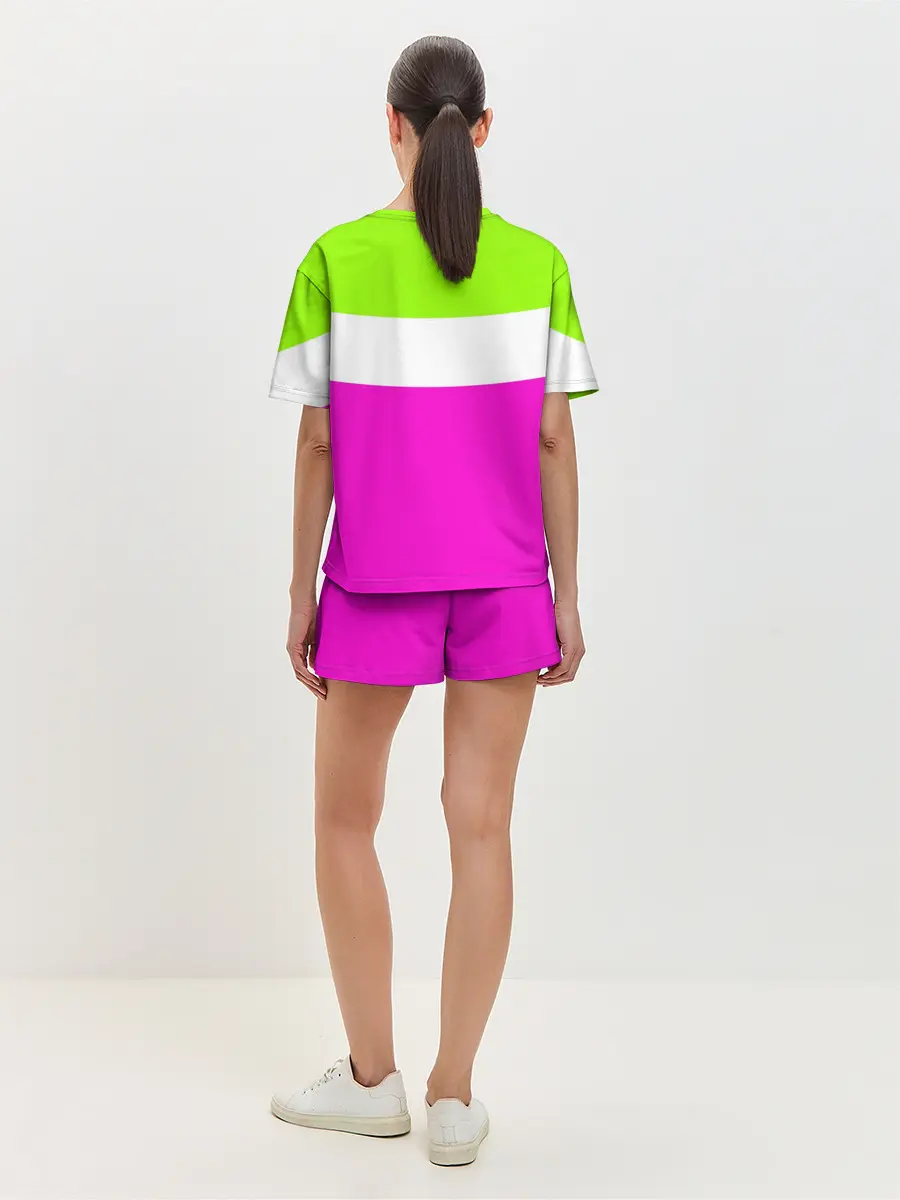 Женская пижама с шортами / Serious зелено-розовый