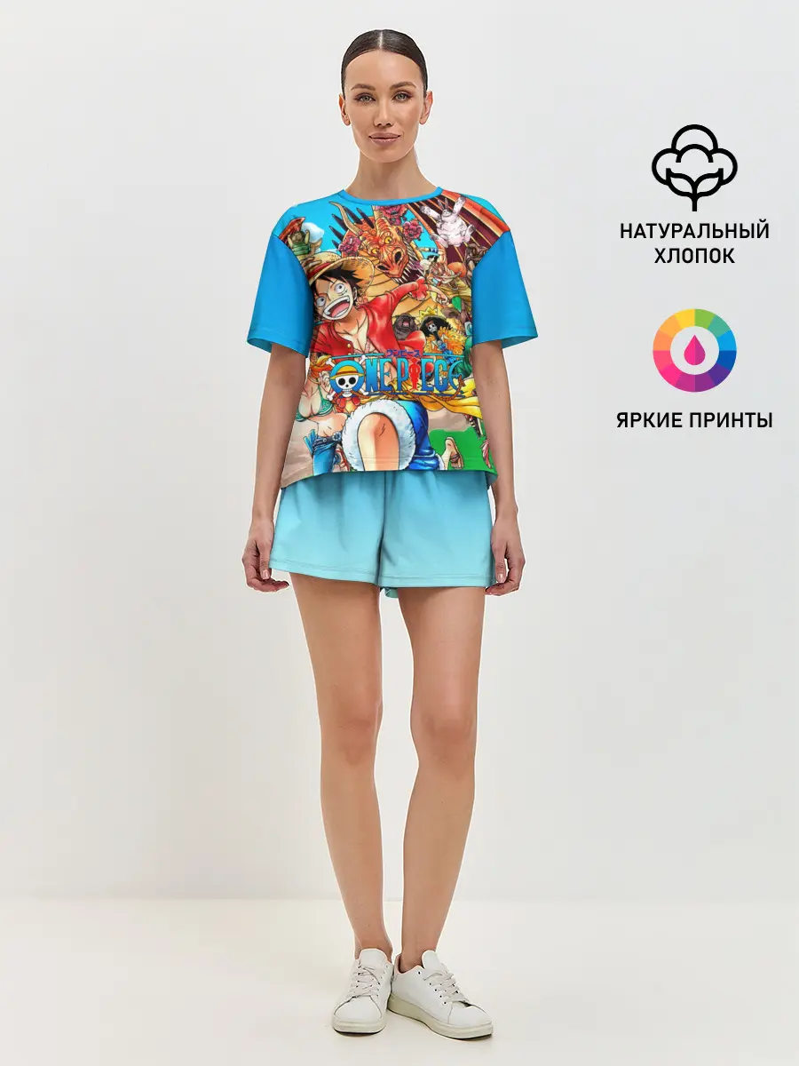 Женская пижама с шортами / куча мала One Piece
