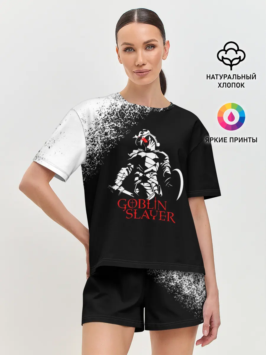 Женская пижама с шортами / Убийца Гоблинов черно-белый