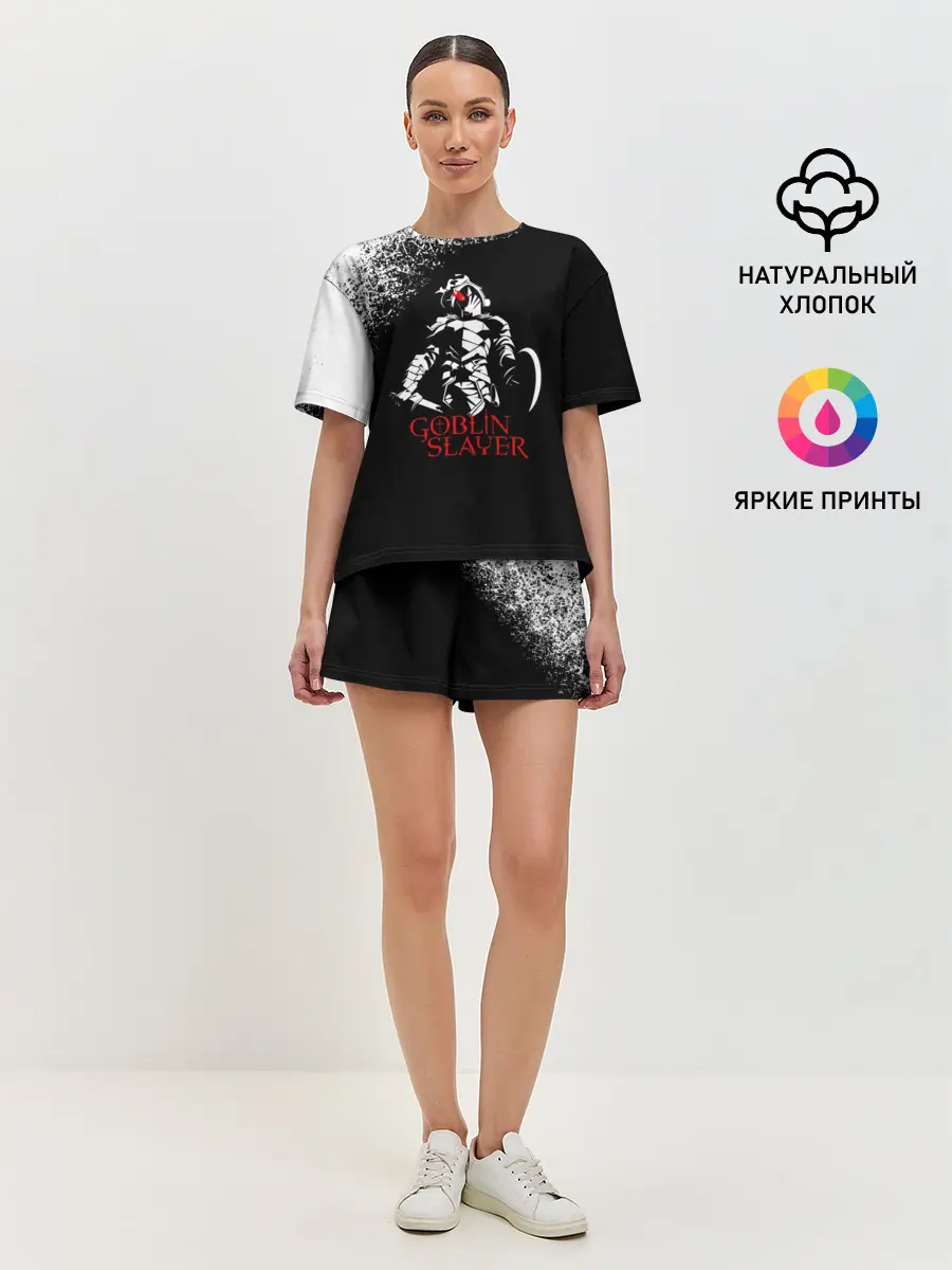 Женская пижама с шортами / Убийца Гоблинов черно-белый